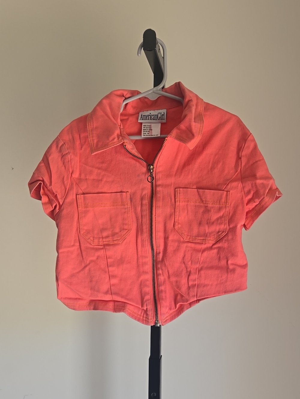 American Girl Coral Zip-Front Crop Jacket Size: M